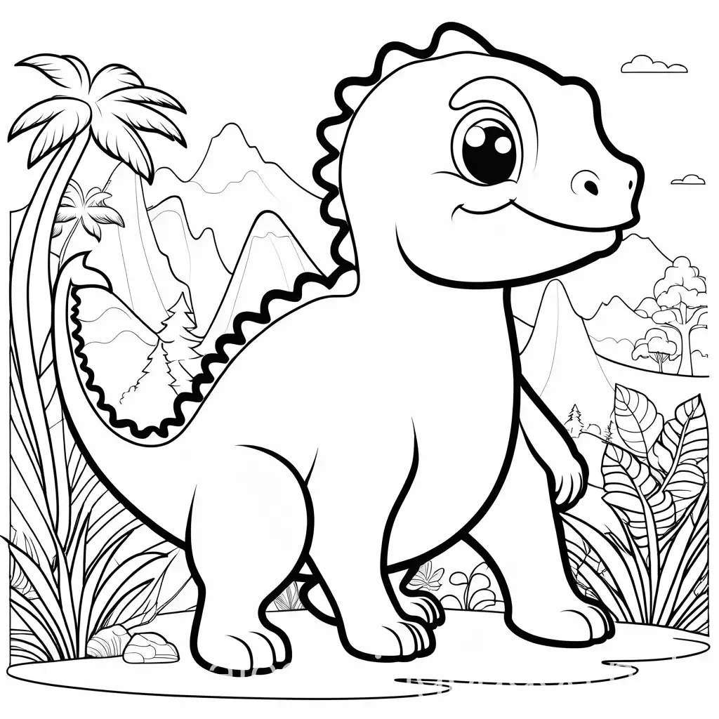 Simple-Dinosaur-Coloring-Page-for-Kids-with-Clear-Outlines