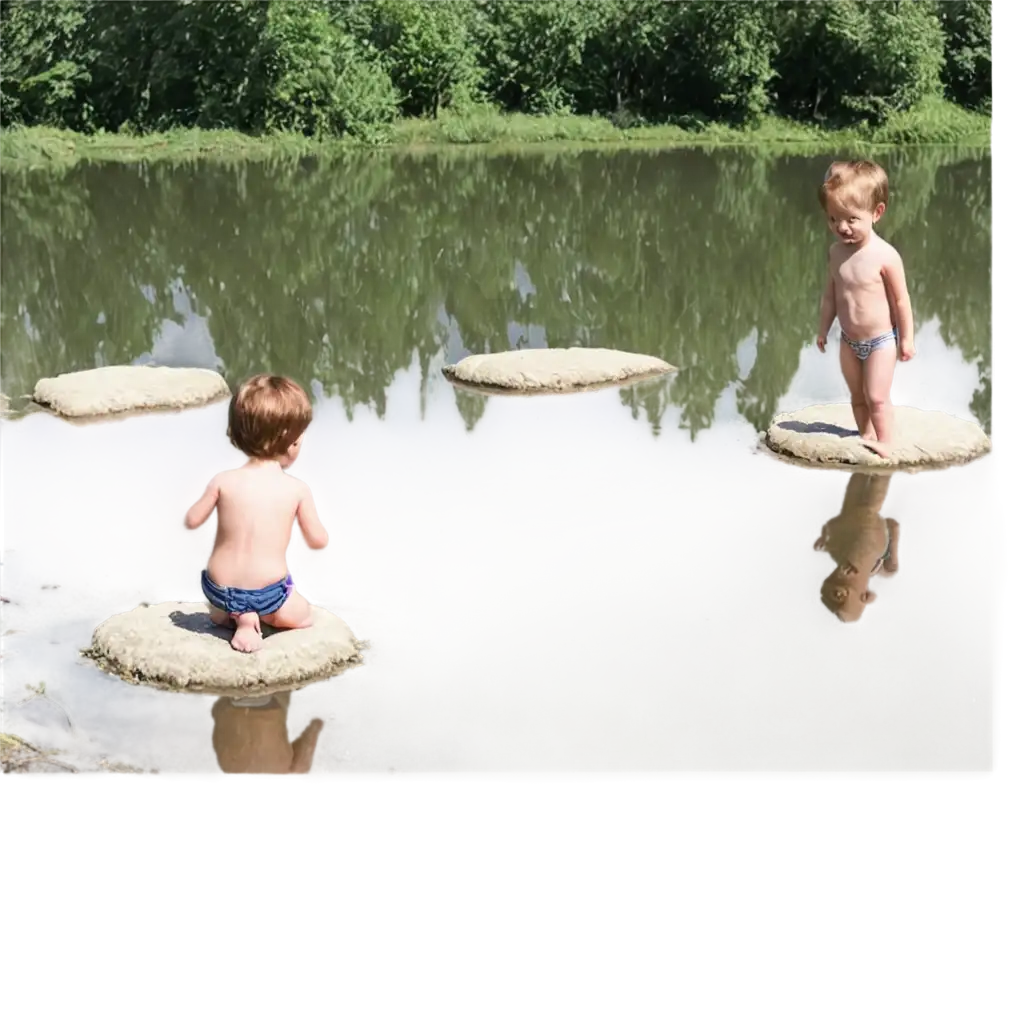 Picturesque-PNG-Image-A-Serene-Outing-to-the-Pond-Where-Stones-Gracefully-Ripple-the-Lake