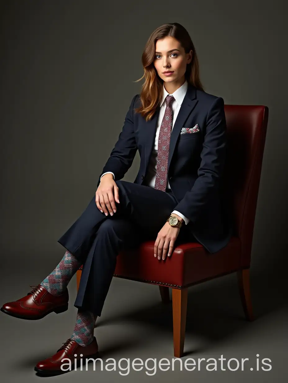 Caucasian-Woman-in-Mens-Business-Suit-and-Wingtip-Shoes