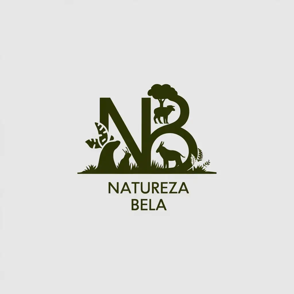 LOGO Design for Natureza Bela Minimalistic Animal Plant Symbols with NB Initials for Nonprofit Industry