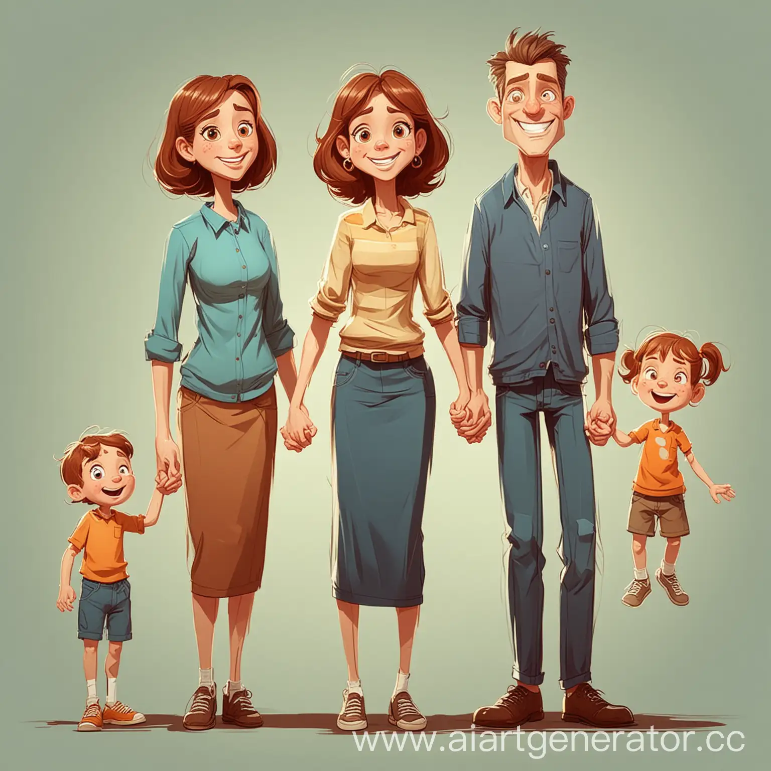 Cartoon-Family-Joyful-Emotion-TwoDimensional-Cartoon-Image