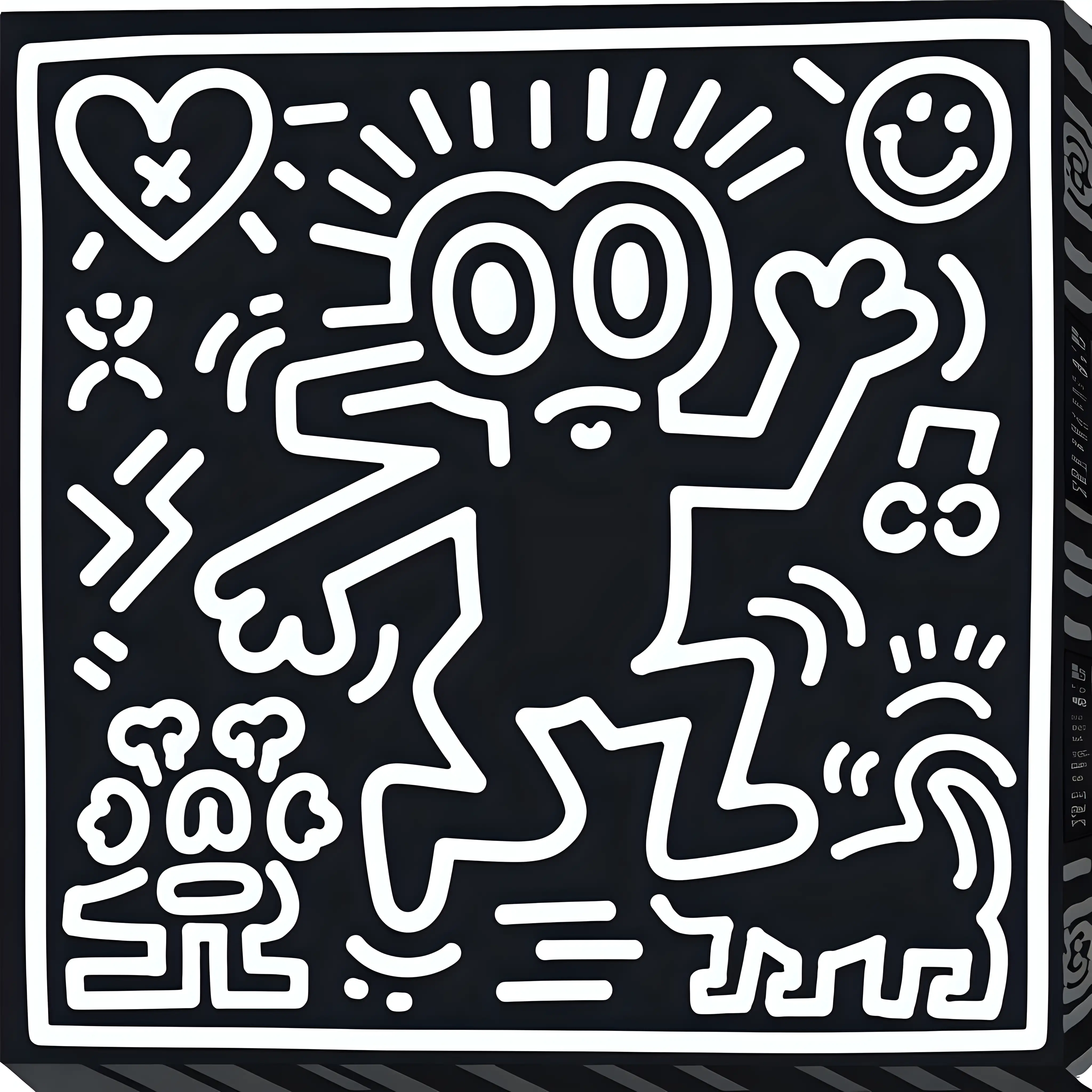 Keith HaringInspired Wild Black and White Wall Art for Canvas