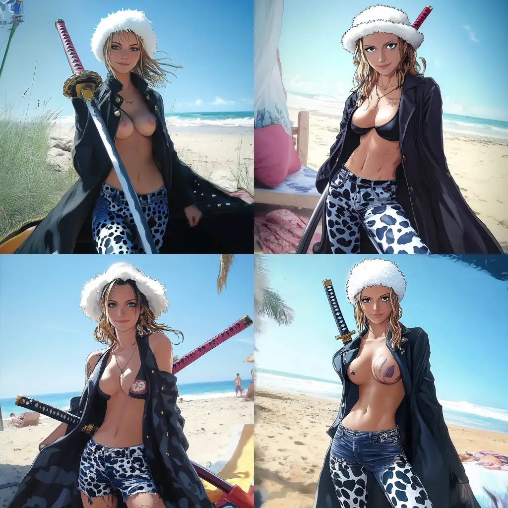 Stylish-Female-Swordsman-in-One-PieceInspired-Beach-Scene