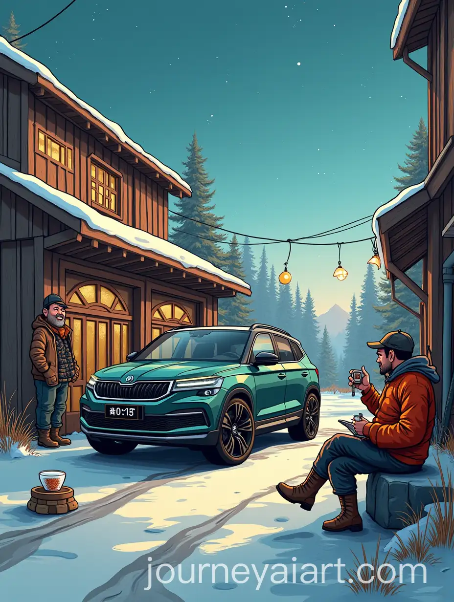 Pepe-Frogs-at-Skoda-Kodiaq-ClubAI-Art-Prompt-Expansion-Meeting-Grilling-and-Drinking-Beer
