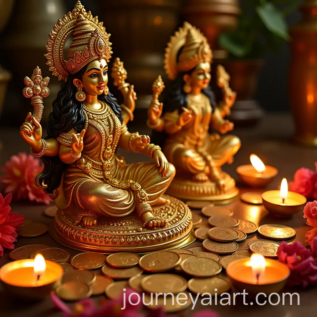 Intricate-Gold-and-Silver-Jewelry-Display-with-Goddess-Lakshmi-and-Lord-Kubera