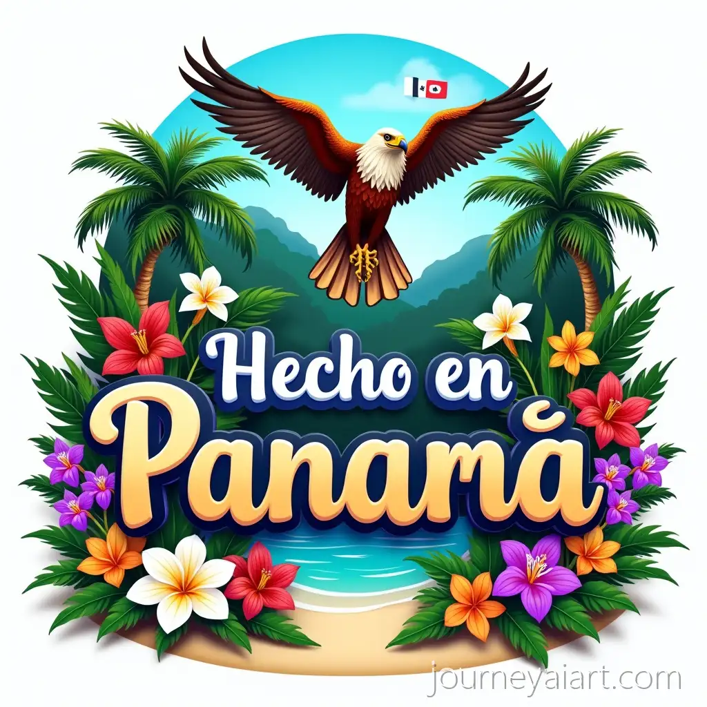 Hecho-en-Panam-Artistic-Logo-Featuring-Tropical-Elements-and-Harpy-Eagle