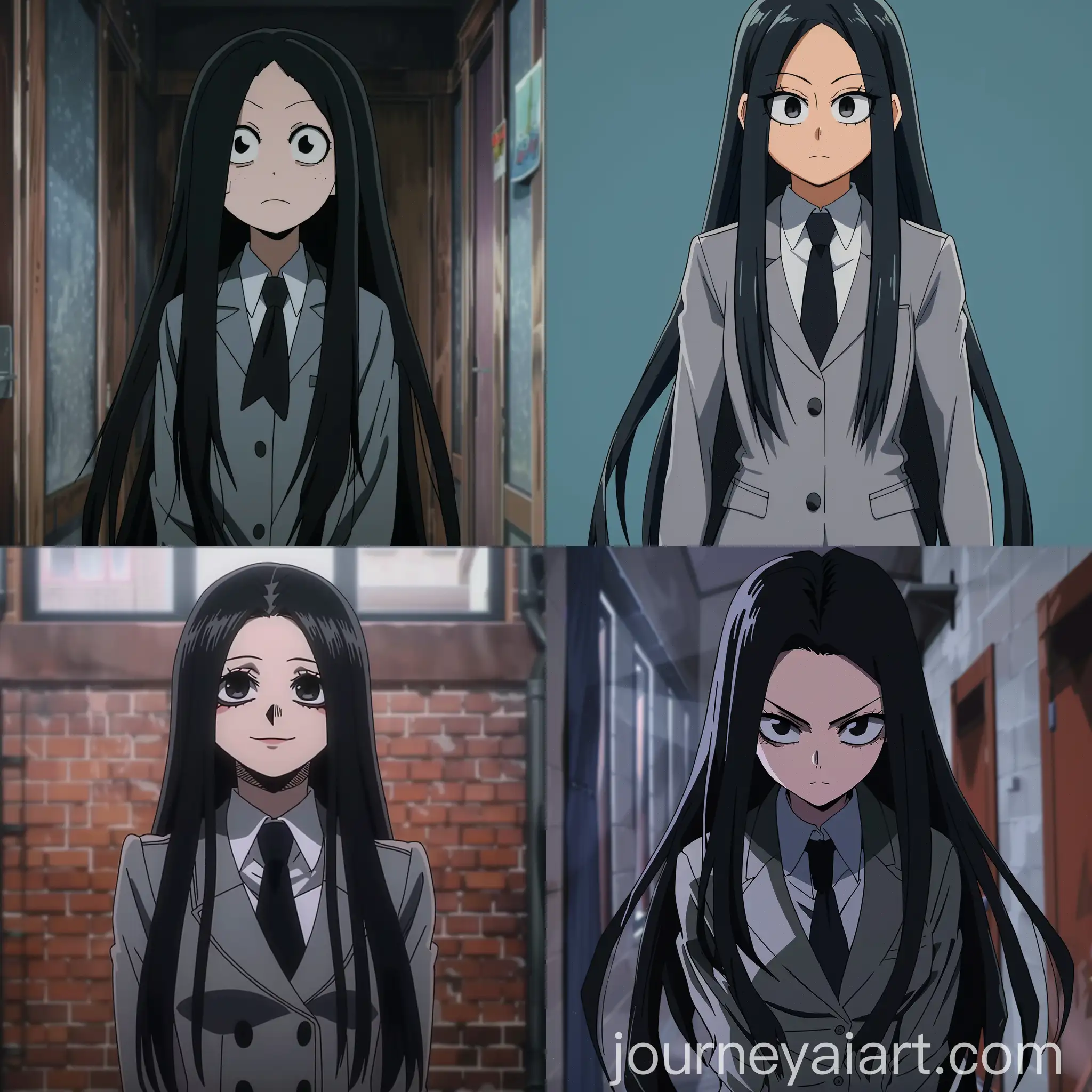 Anime-Girl-in-Grey-Blazer-School-Uniform-with-Black-Tie
