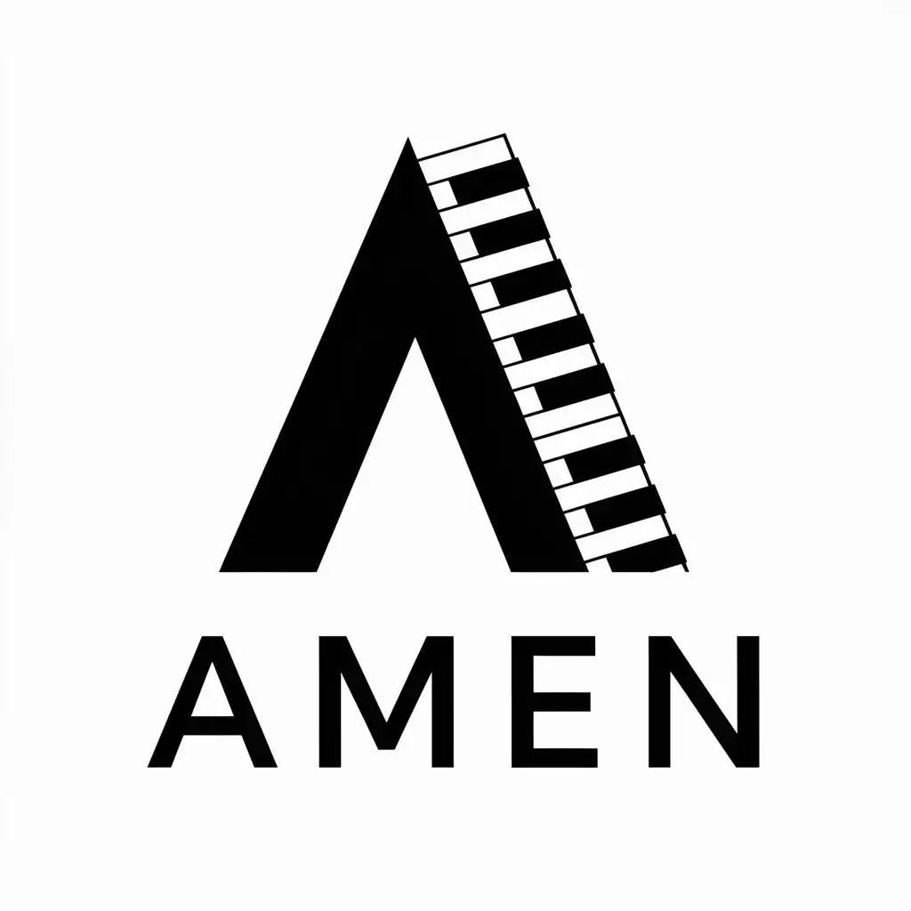 LOGO Design for Amen Piano Keyboard Integrated with Bold Typography for Music Theme