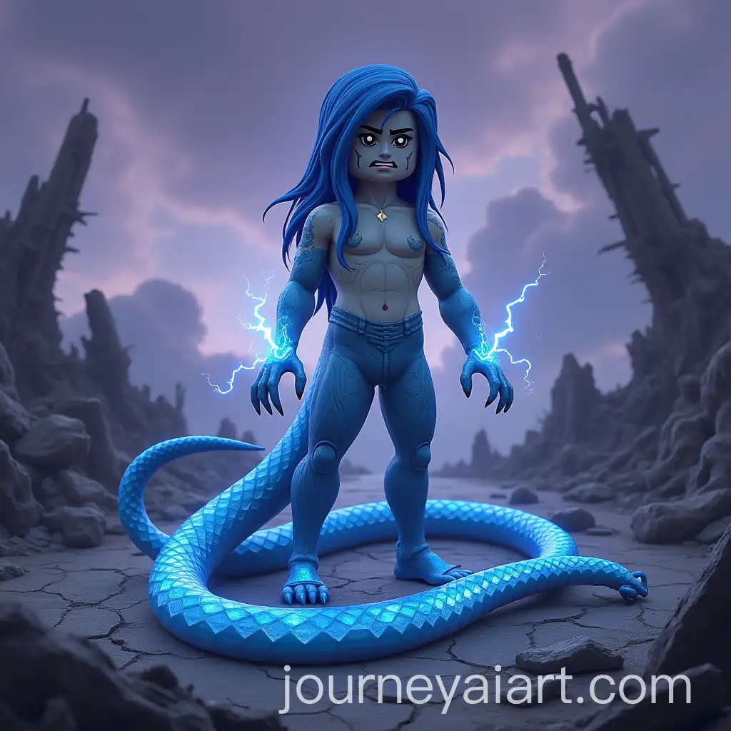 Feminine-Lamia-Transformation-of-Jay-from-Ninjago-in-Apocalyptic-Landscape