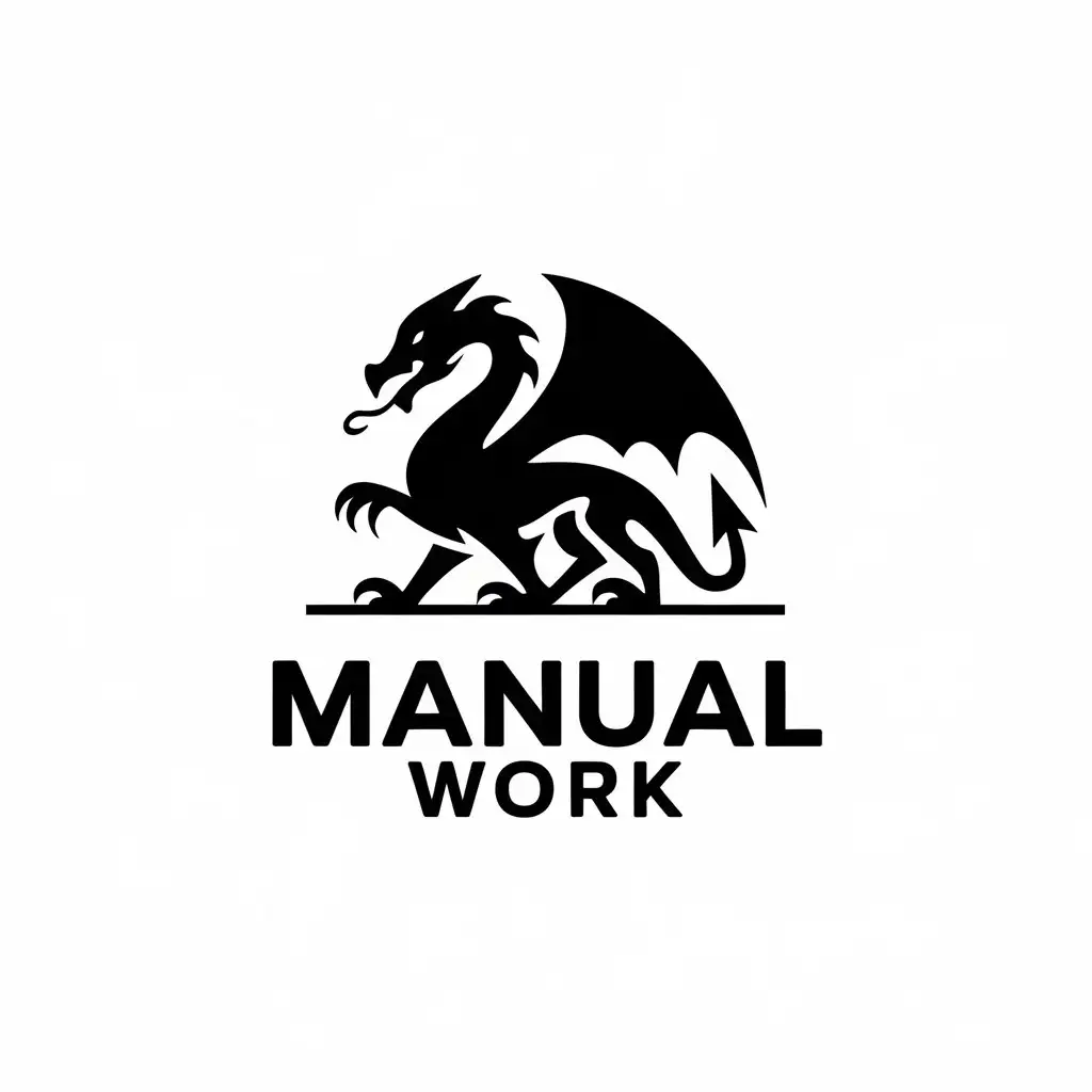 a vector logo design,with the text "Manual work", main symbol:Dragon,Moderate,be used in Home Family industry,clear background