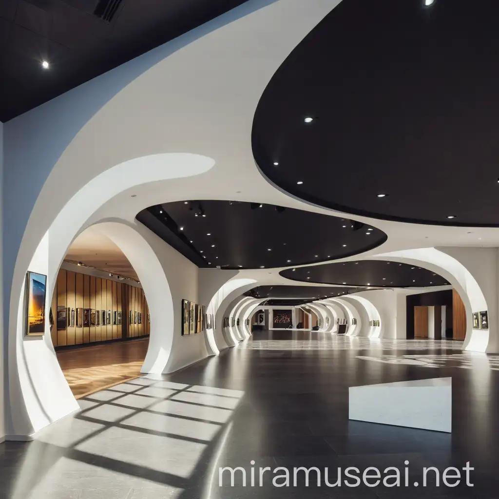 Elegant Music Gallery Corridor with Opera Hall and Guitar Wall Decor