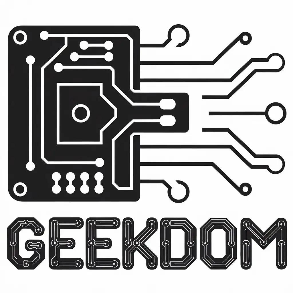 LOGO Design for Geekdom Circuit Style Text with Modern Internet Industry Theme