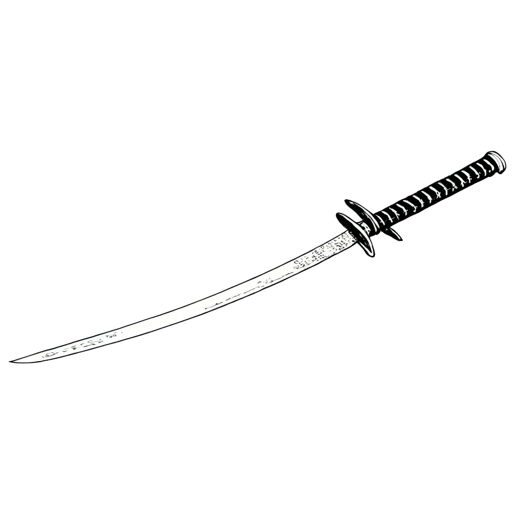 Katana-Sword-Vector-PNG-Black-and-White-Illustration-without-Sheath