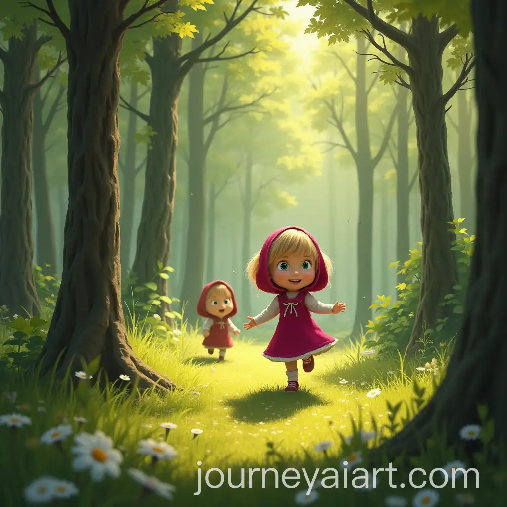 Masha-Lost-in-the-Forest-Running-Away
