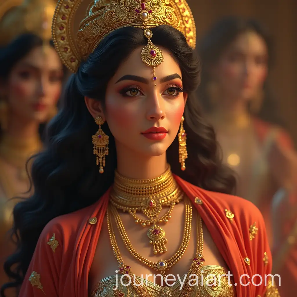 Hyperrealistic-Image-of-a-Gorgeous-Goddess-Lakshmi-with-Glamorous-Detailing