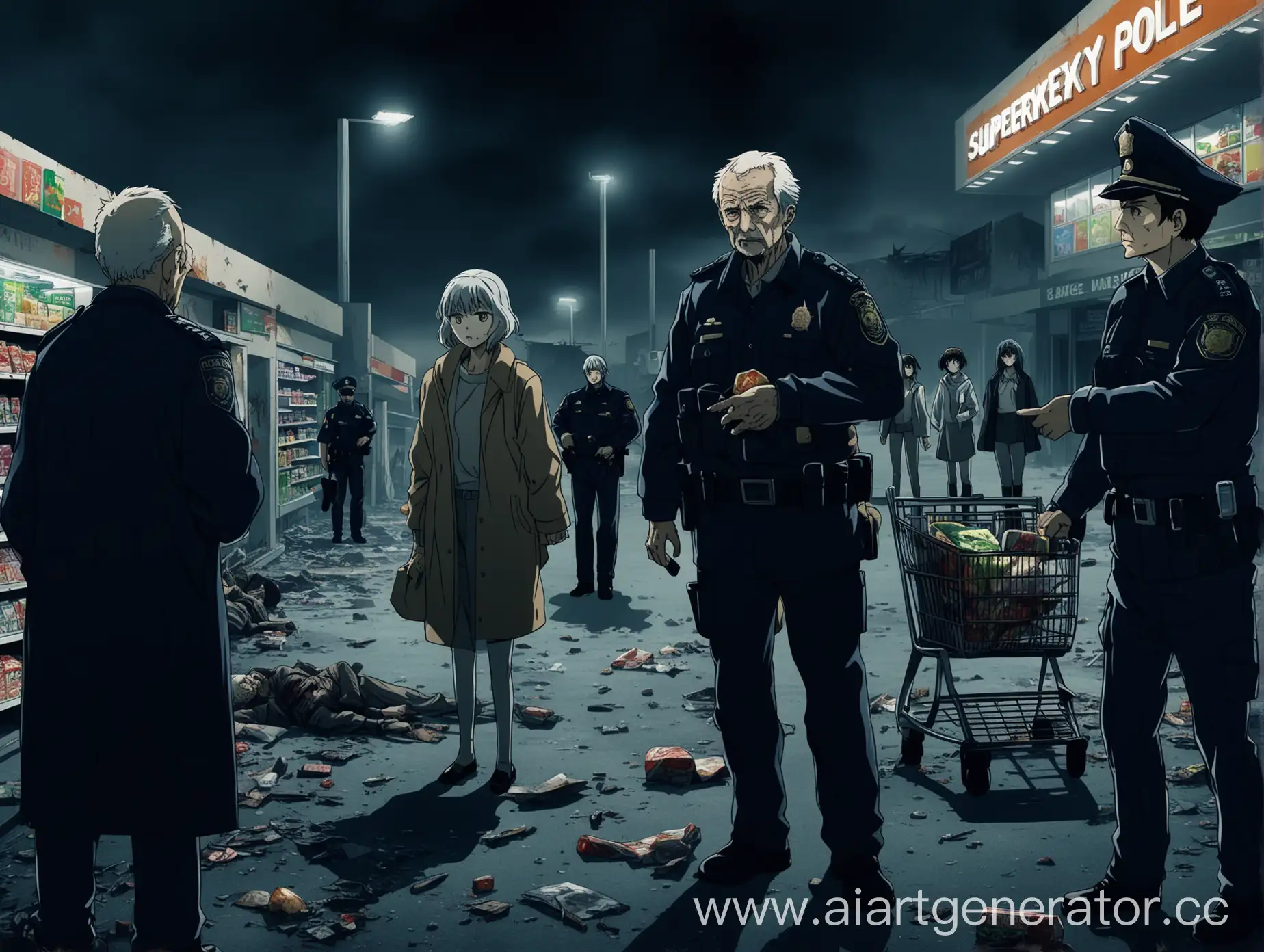 PostApocalyptic-Scene-Students-Elderly-Man-and-Police-Officer-at-Supermarket