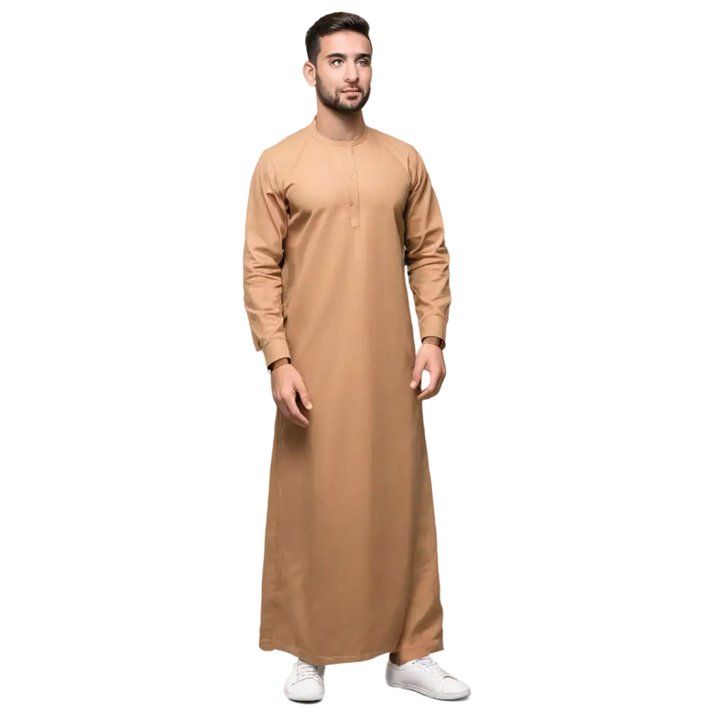 single arabic model , making branding of arabic national dress male thobe for shopify store product marketing