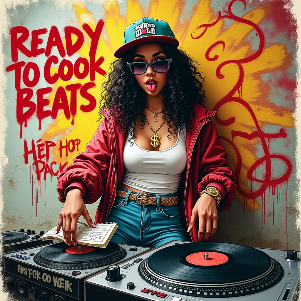 Graffiti-Art-of-Girl-DJ-Mixing-Beats-and-Cooking-with-Street-Style-Elements