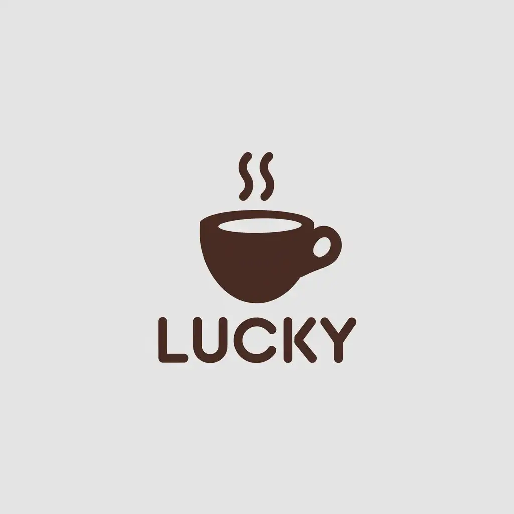 a vector logo design,with the text "LUCKY", main symbol:coffee cup,Minimalistic,be used in Restaurant industry,clear background