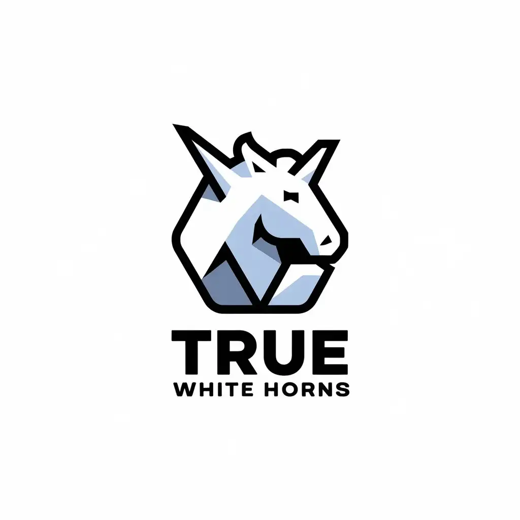 LOGO Design For True White Horns Elegant White Unicorn with Three Horns for Internet Industry