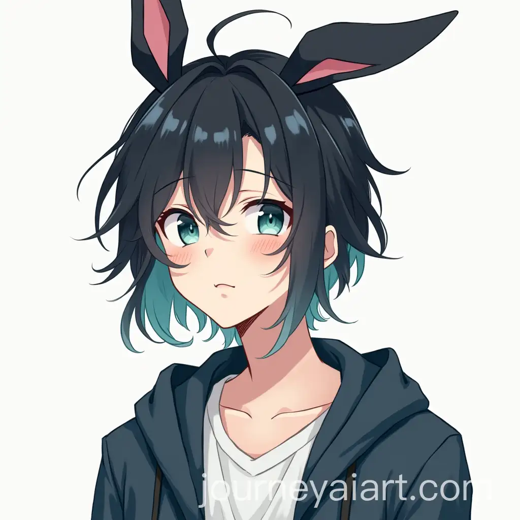 Young-Man-with-Black-Bunny-Ears-and-CyanTipped-Hair-in-Casual-Outfit