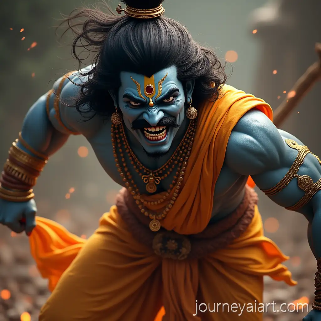 Lord-Krishna-in-Battle-Pose-with-Intense-Expression-and-Traditional-AttKrishna-battle-poseire