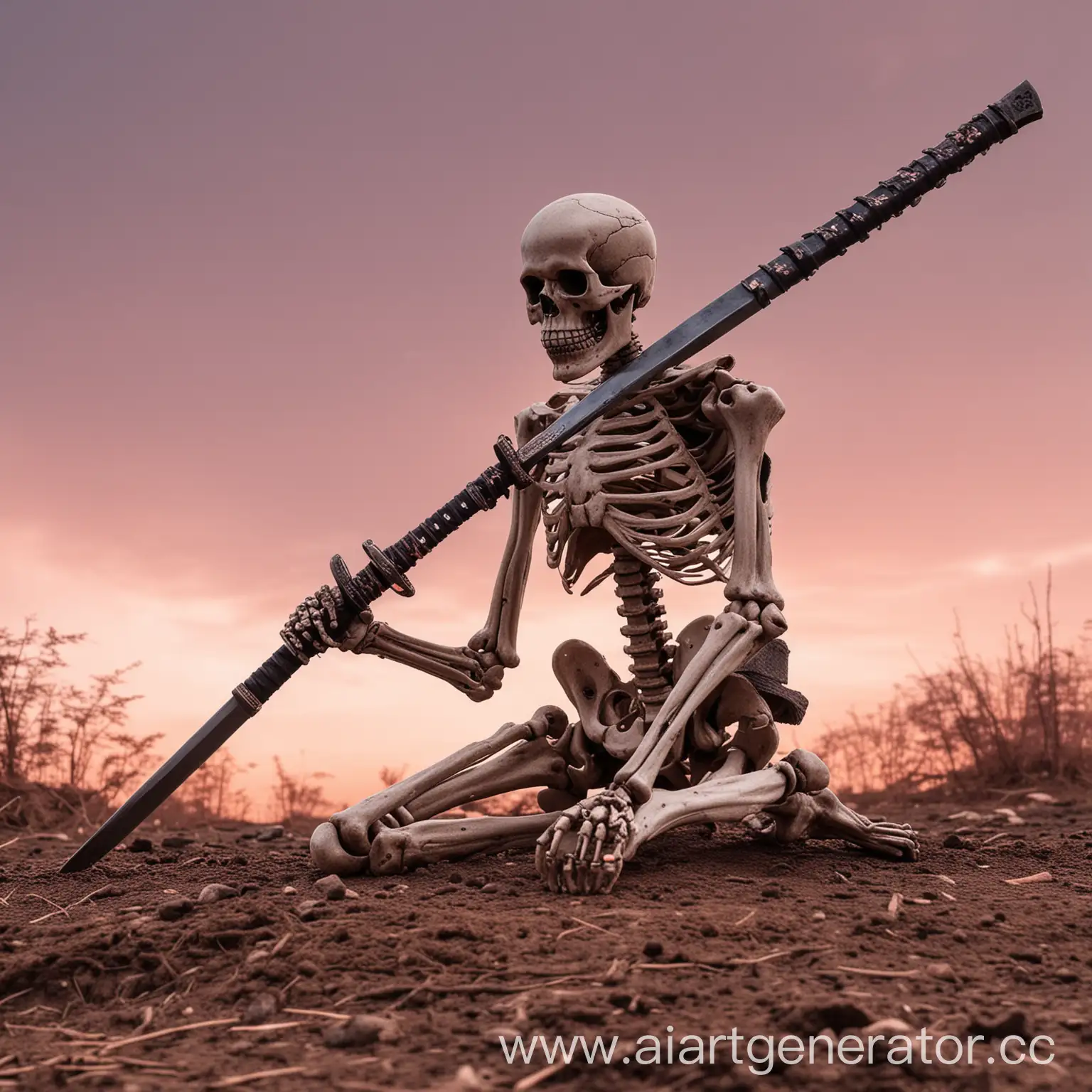 Skeleton-Sitting-with-Katana-in-Pinkish-Sky