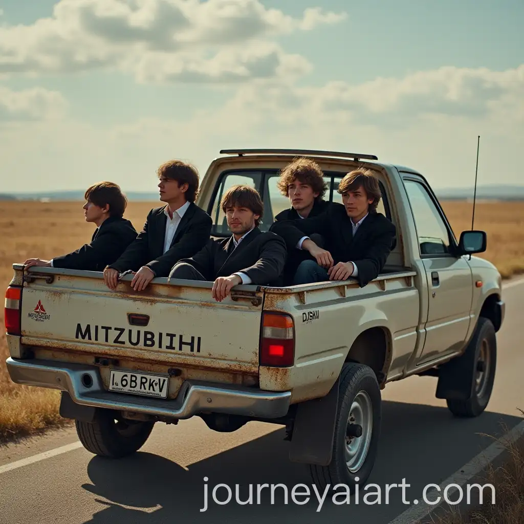 Beatles-Members-Enjoying-a-Ride-in-a-Mitsubishi-L200-Pickup