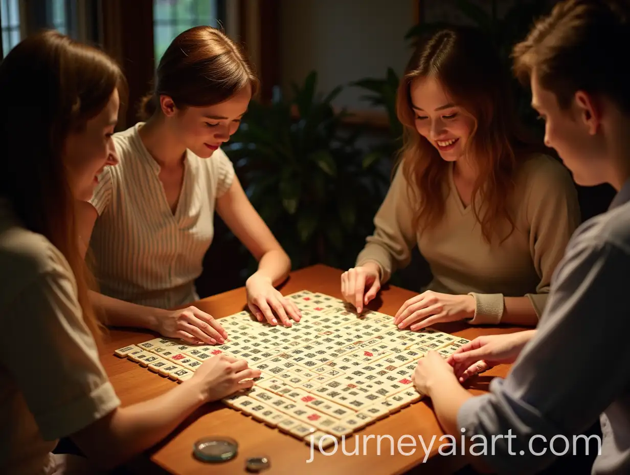 Four-Players-Engaged-inAI-Image-Prompt-Expansion-Classic-Japanese-Riichi-Mahjong-Game