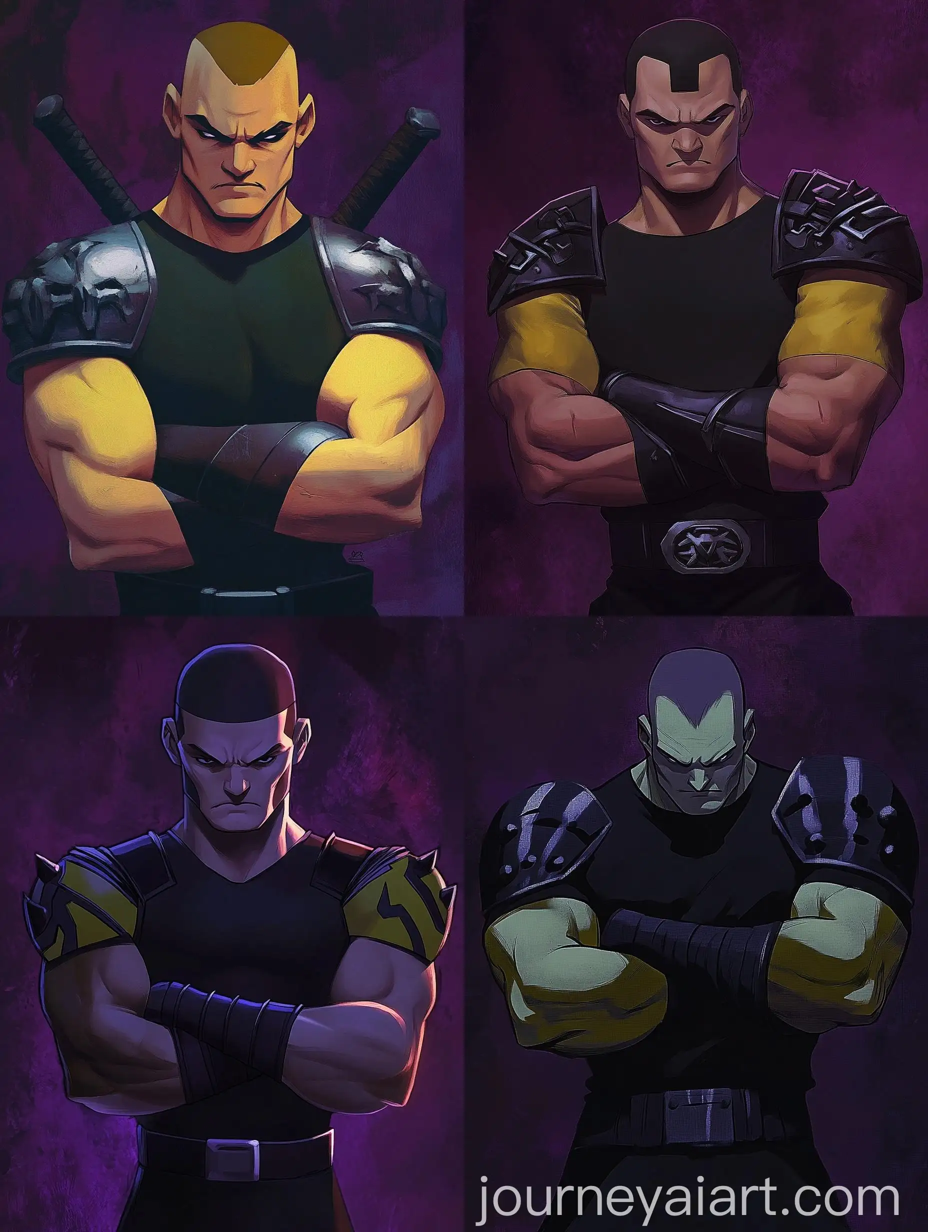 Bald-Teenager-in-Black-Cap-with-Iron-Shoulder-Guards