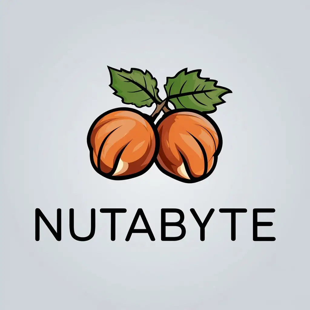 a vector logo design,with the text "NUTABYTE", main symbol:hazelnuts,Moderate,clear background