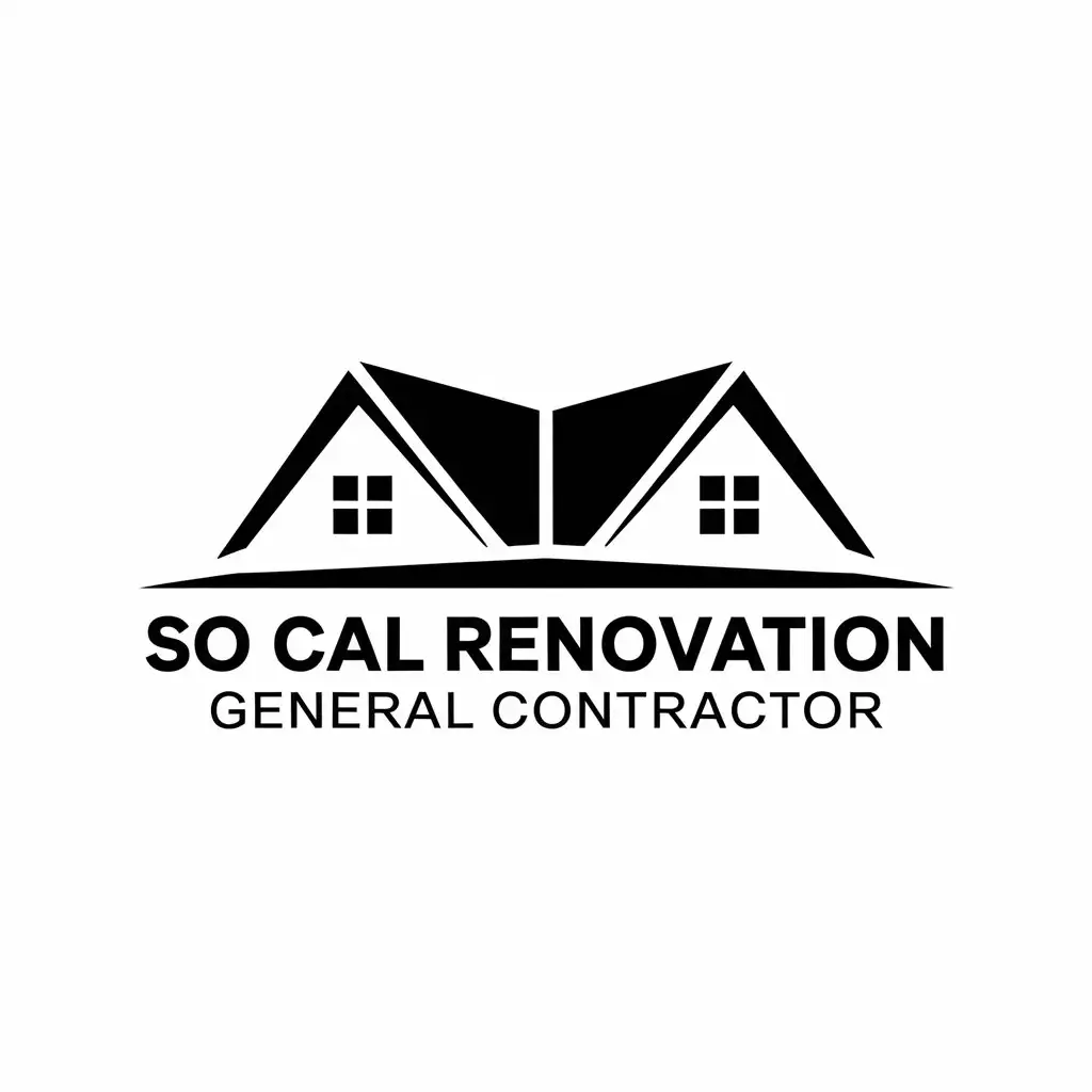 LOGO Design for So Cal Renovation General Contractor Vector Design Featuring Home Roof Elevation Plan