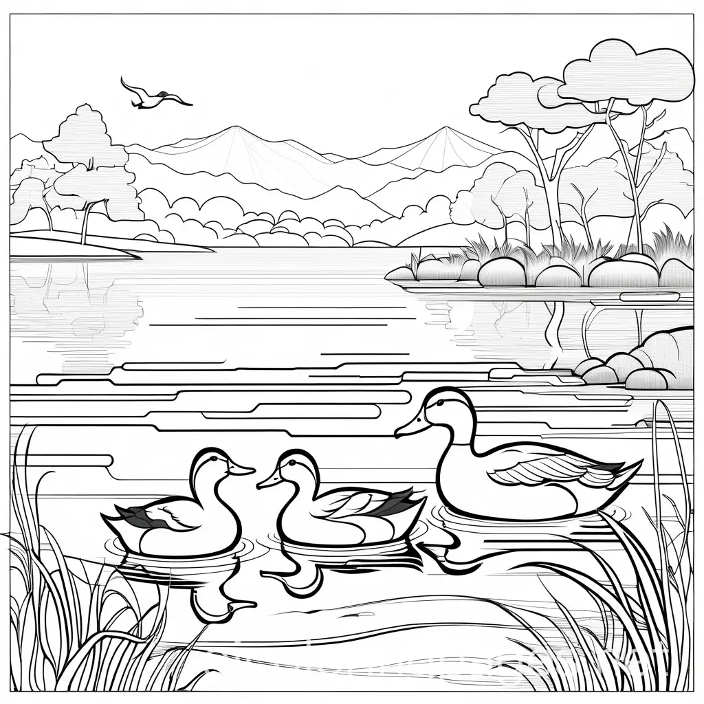 Duck-Family-in-Savannah-River-Coloring-Page