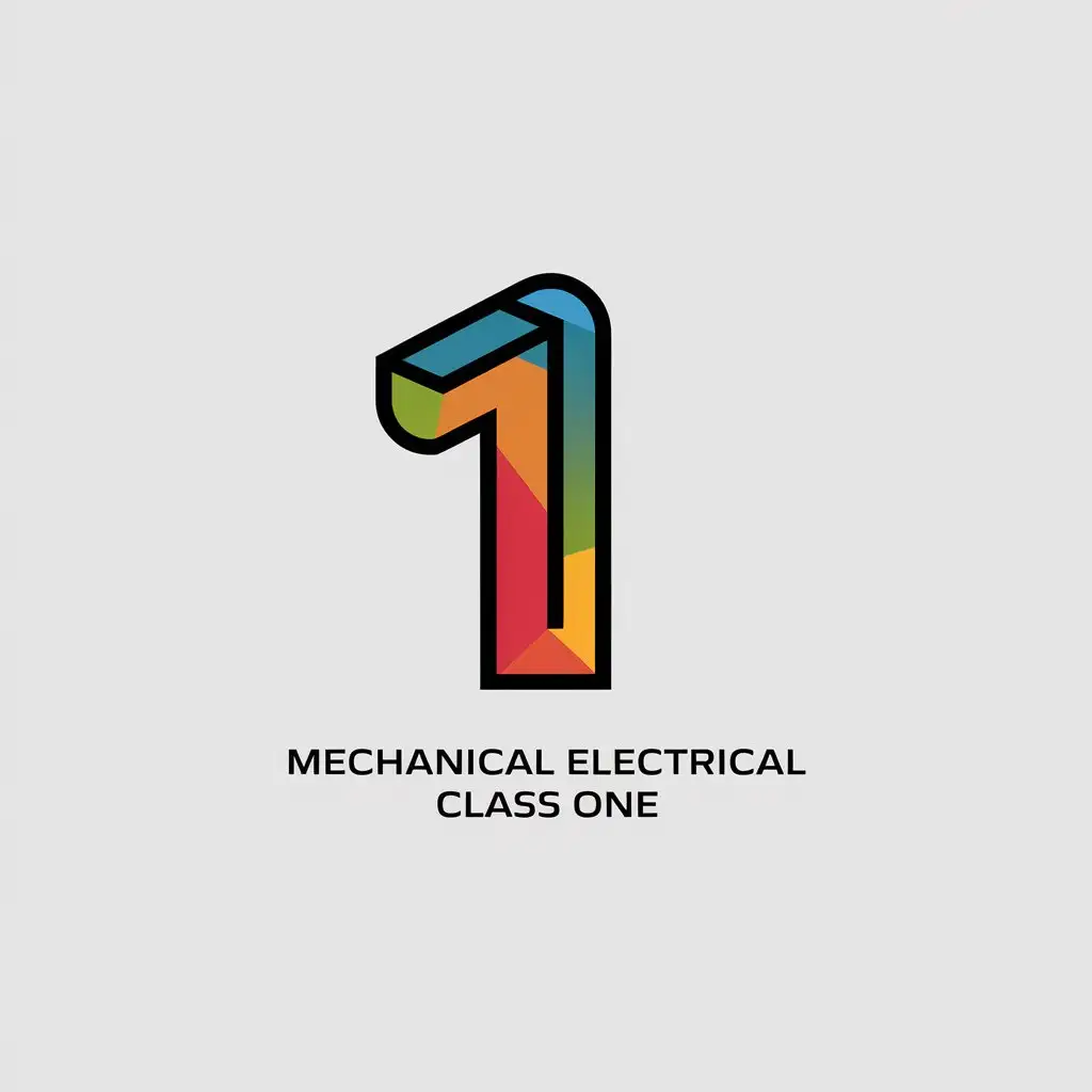 a vector logo design,with the text "mechanical electrical class one", main symbol:one colorful,Minimalistic,clear background