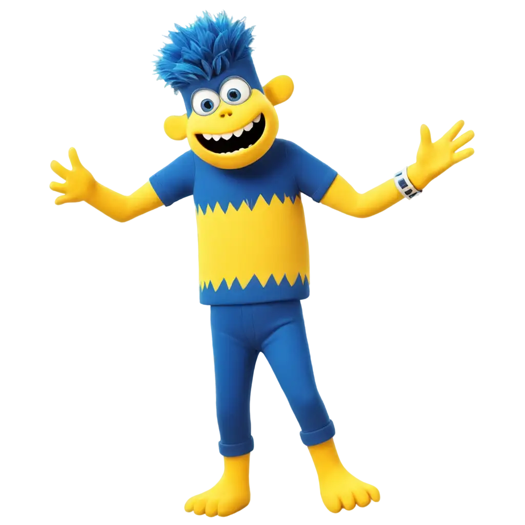 Cartoon-Yellow-Monster-in-Blue-Jersey-PNG-Perfect-for-Creative-Projects