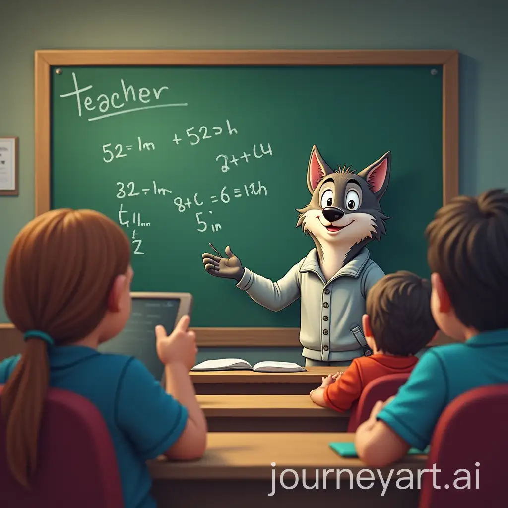 Wolf-Teacher-Teaching-Math-to-Students-in-a-Classroom-Setting