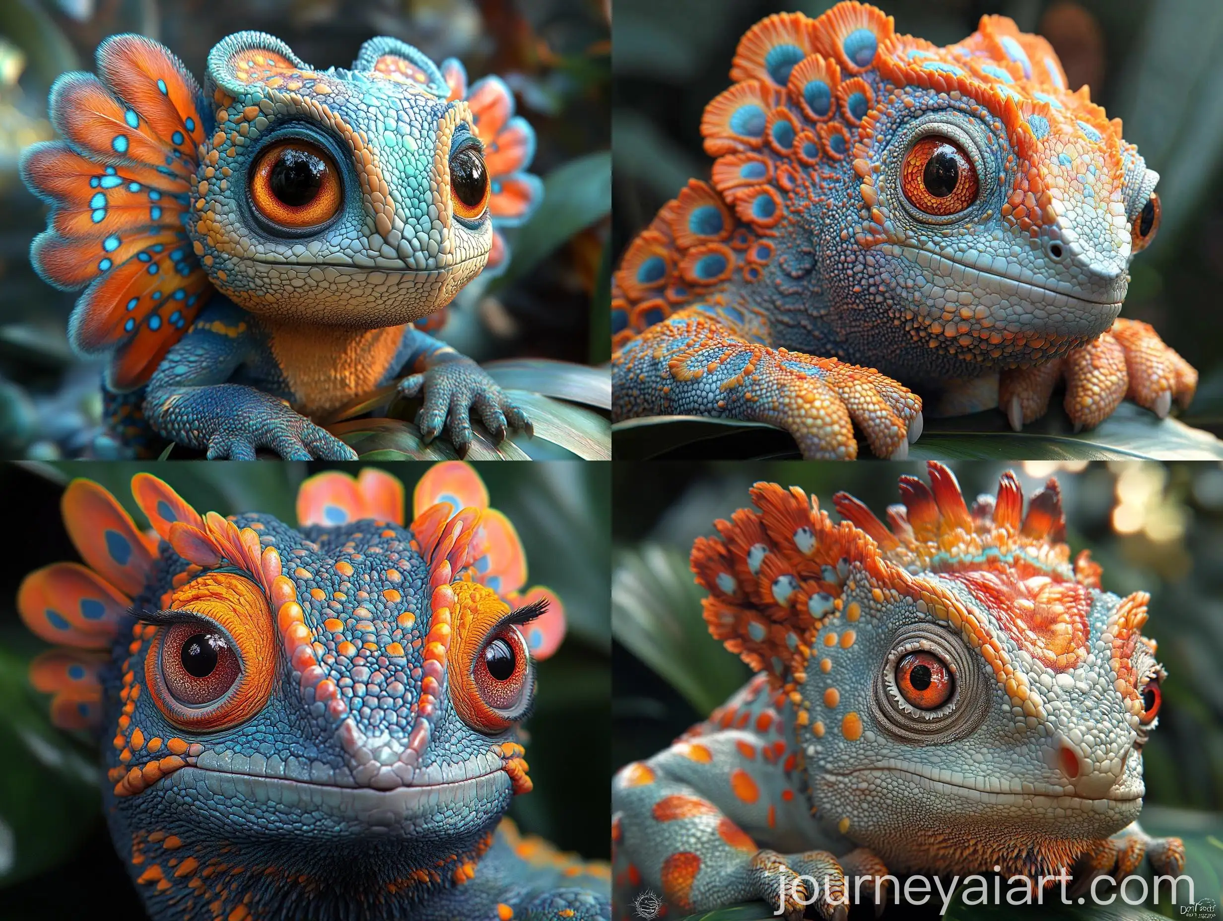 Colorful-KoalaPeacock-Chameleon-in-Jungle-Sunset-Scene