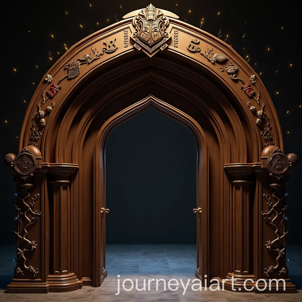 HogwartsInspired-Wooden-Archway-with-Magical-Carvings-and-Enchanted-Details