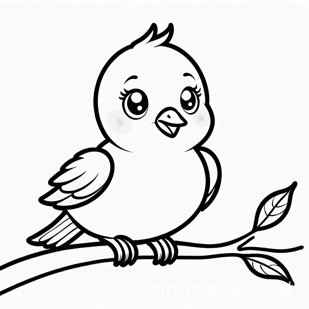 Coloring-Page-Cute-Baby-Bird-in-Simplicity-and-Ample-White-Space