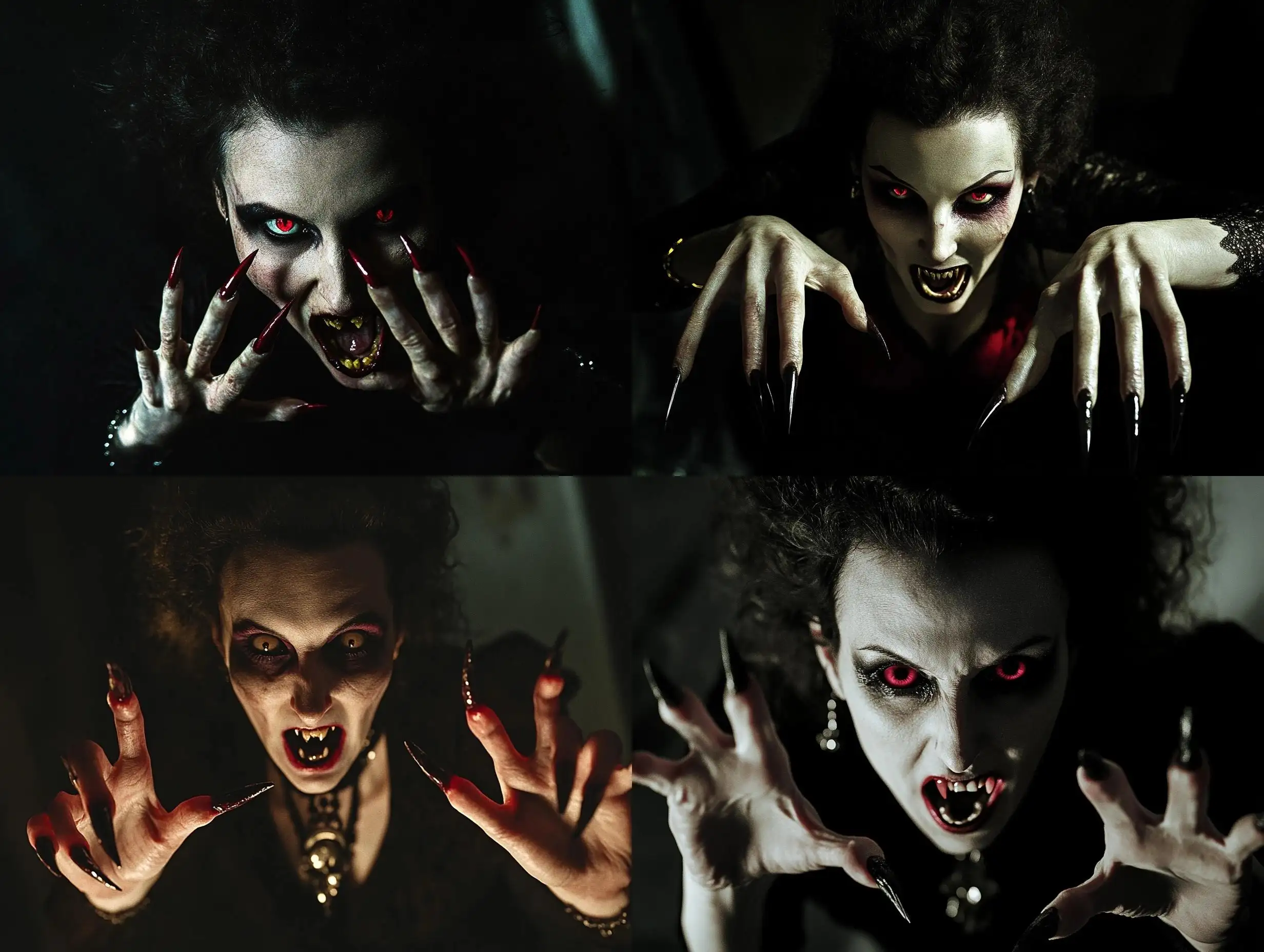 Eerie-Vampire-Woman-with-ClawLike-Nails-Emerges-from-Darkness