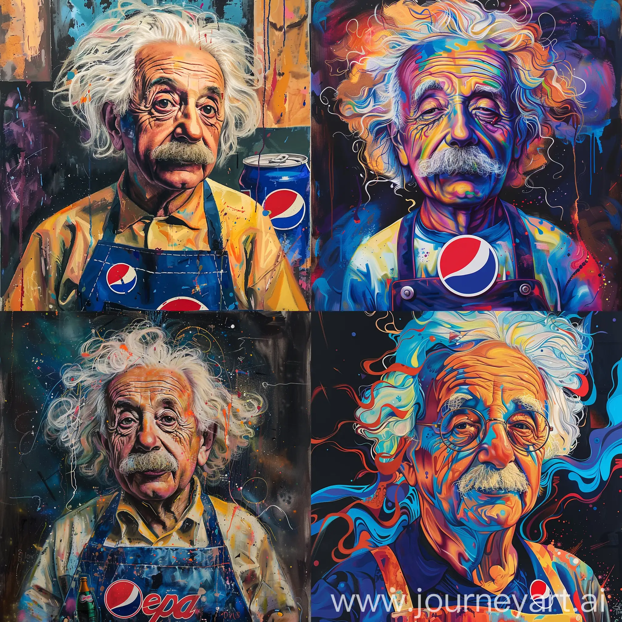 Einstein-Impersonator-Wearing-Pepsi-Logo-Apron