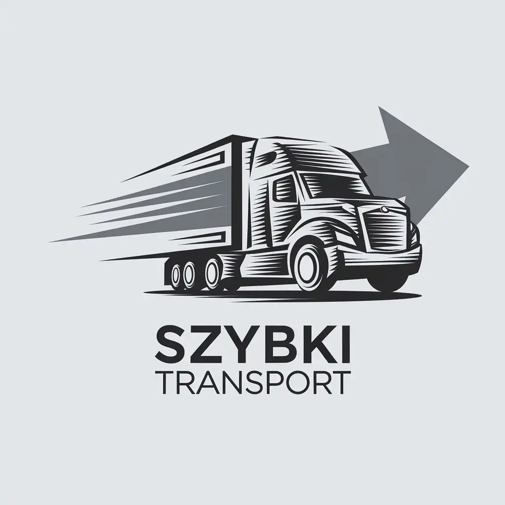 LOGO Design For Szybki Transport Minimalist Vector Graphic of Speeding Truck