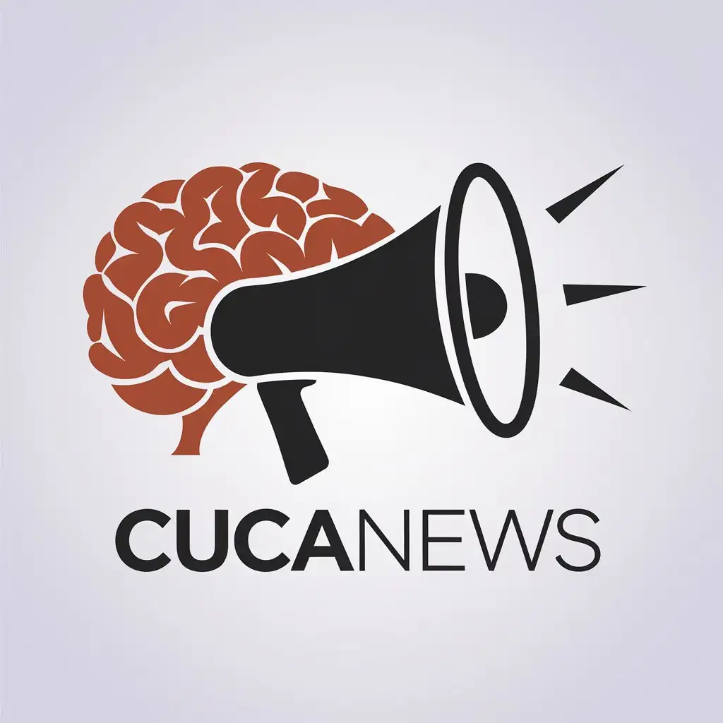 LOGO Design for CucaNews Brain Megaphone Symbol on Clear Background