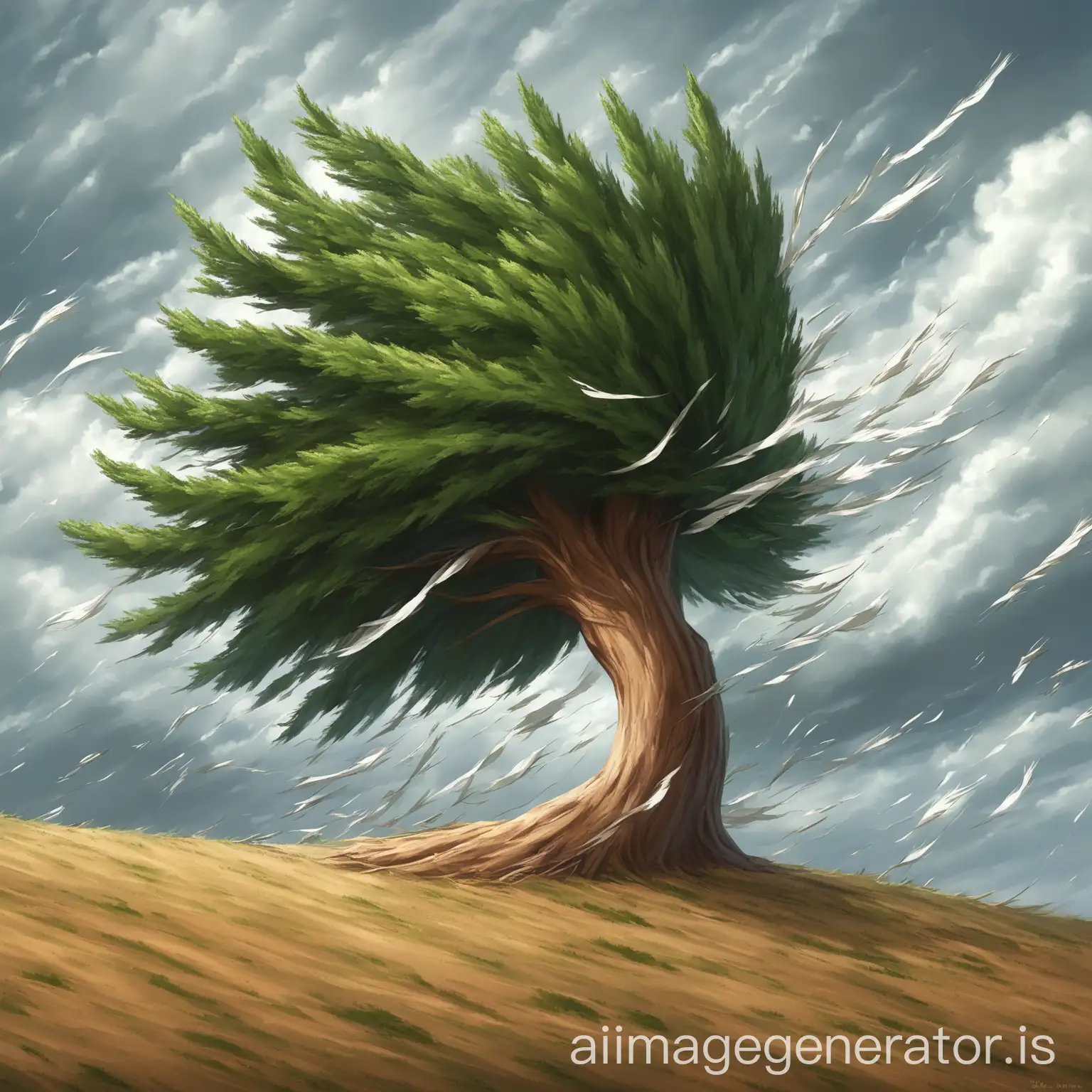 Majestic-Tree-Battling-Powerful-Winds-in-a-Stormy-Landscape