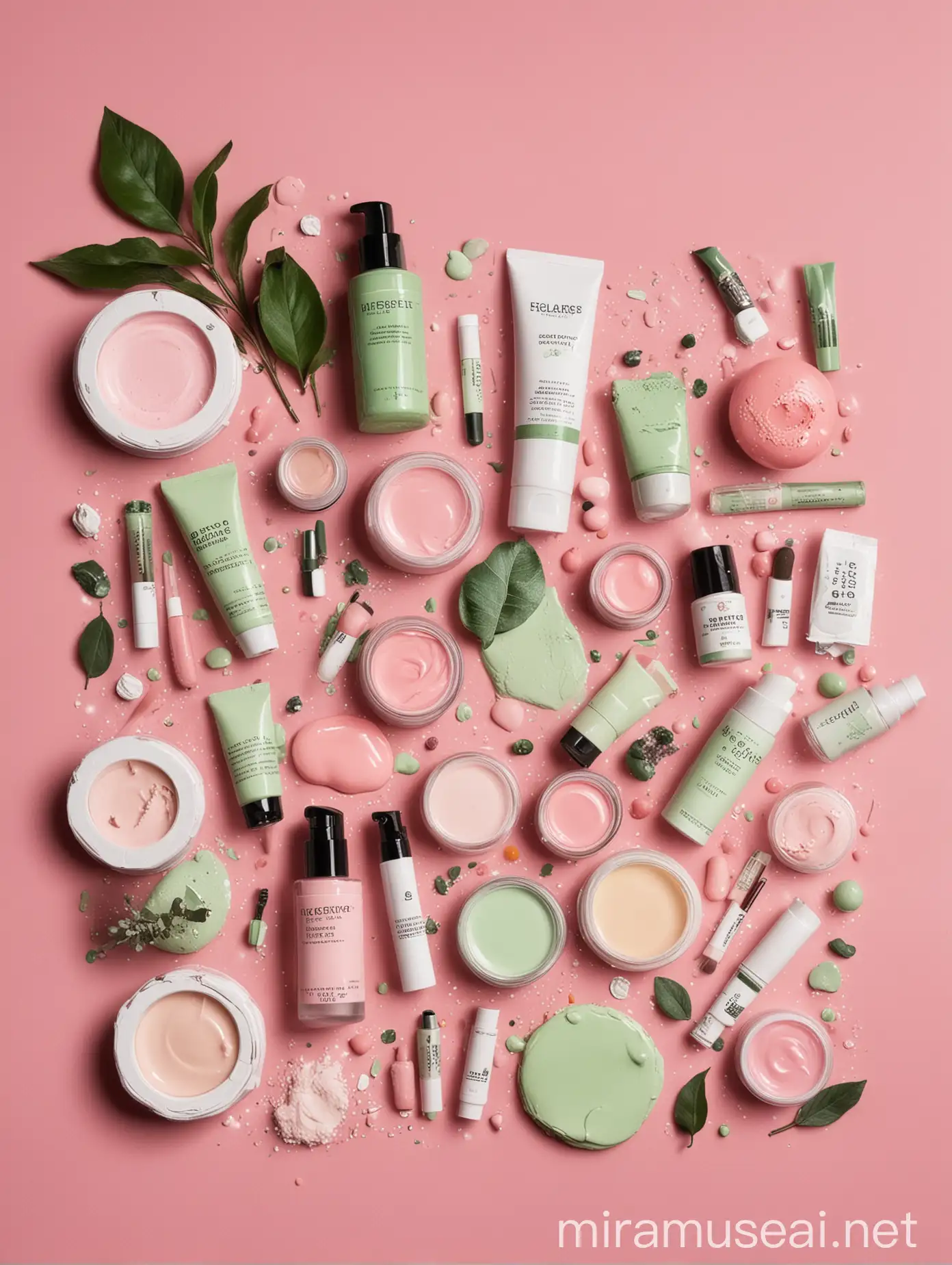 Fresh Cosmetics Kit in Pink and Green Colors