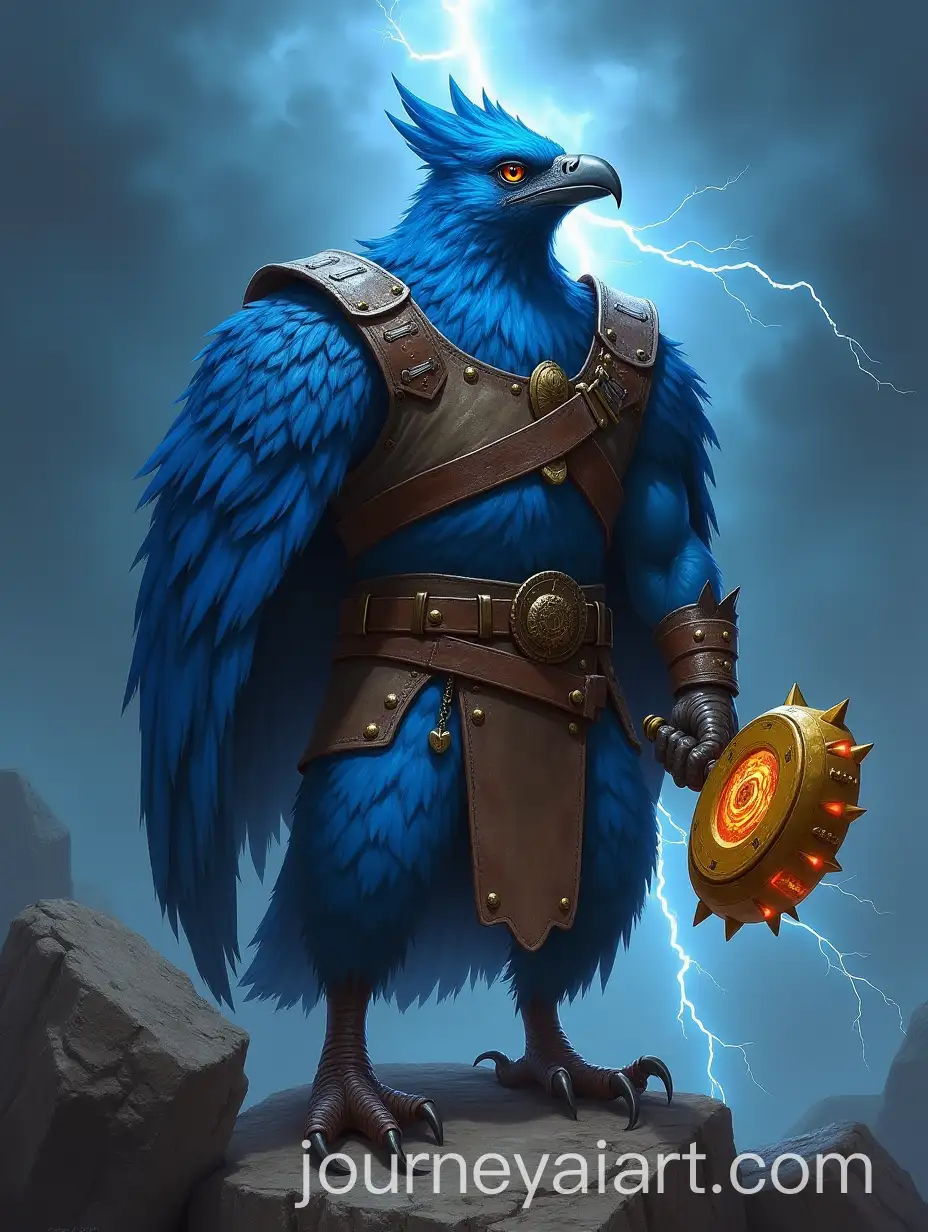 Imposing-Aarakocra-Warlock-with-Infernal-Mace-on-Rocky-Terrain