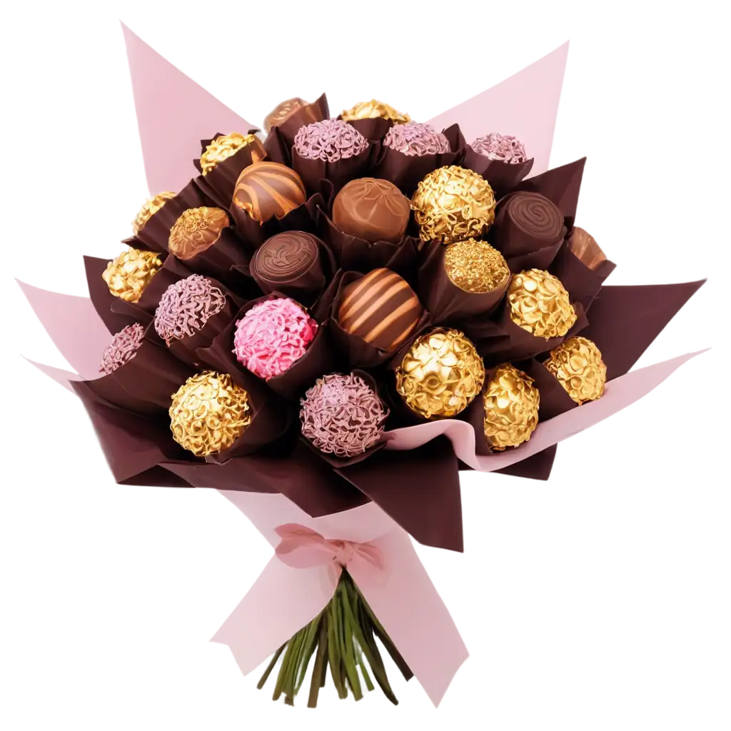 Delicious-Bouquet-Made-of-Chocolates-Enhancing-Visual-Appeal-with-PNG-Format