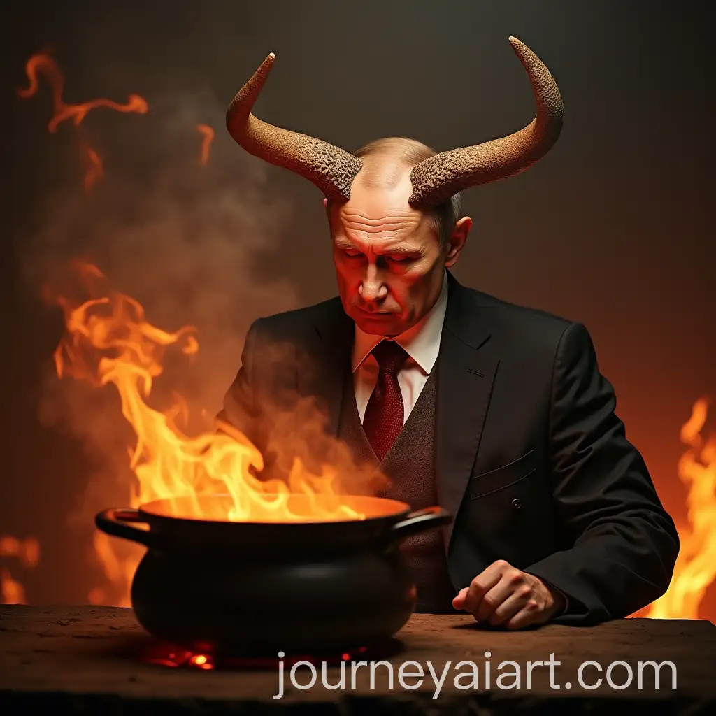 Putin-with-Horns-Roasting-in-a-Pot-in-Hell