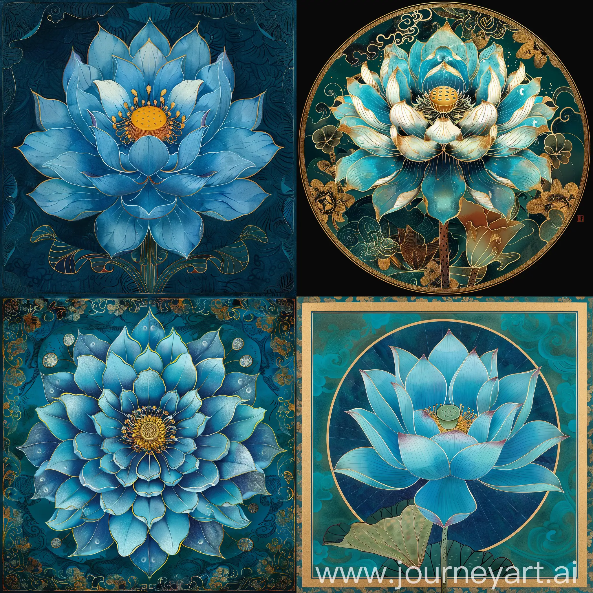 Buddhist-Thangka-Illustration-with-Turquoise-Lotus-Flower
