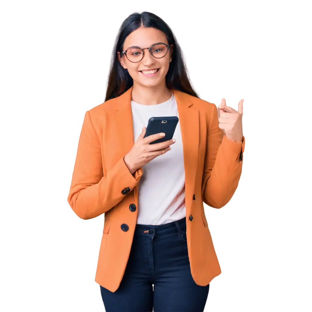 Happy-Student-Using-Her-Phone-HighQuality-PNG-Image-for-Diverse-Applications